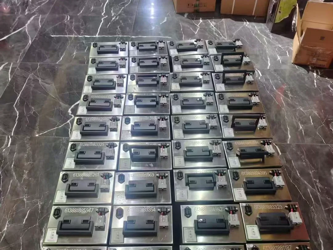 Stainless steel battery packs arranged in a batch